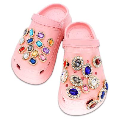 China Wholesale New Design Factory Price Custom Gemstone BLM Letter Rhinestone Crystal Fang Shoe Buckle For Bling Fang Charms for sale