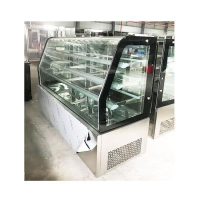 China Equipment Single / Double-temperature Refrigerator Curved Glass Door Ice Cream Wall Cup Cake Display Fridge Double Ice Cream Freezer for sale