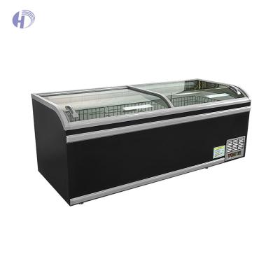 China Single/Double-temperature Island Supermarket Freezer/Glass Island Freezer/Island Freezer For Ice Cream Display Showcase for sale