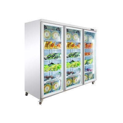 China Hot Sale Commercial Glass Cabinet Display Freezer Vertical Single/Double-temperature Upright No Frost Supermarket Retail Freezer For Factory for sale