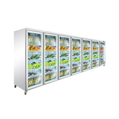 中国 High Quality Upright Freezer Showcase Refrigerated Cabinet Single / Double-Temperature Glass Upright Multi-Door No Frost Supermarket Retail Freezer 販売のため