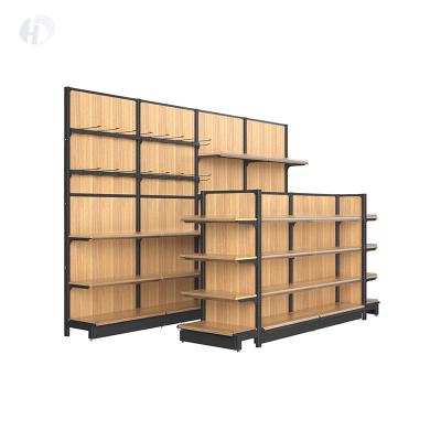 China China Factory Supermarket Wooden Store Shelves Advertising Single Sided / Double Sided Display Stand Wholesale Shelf for sale