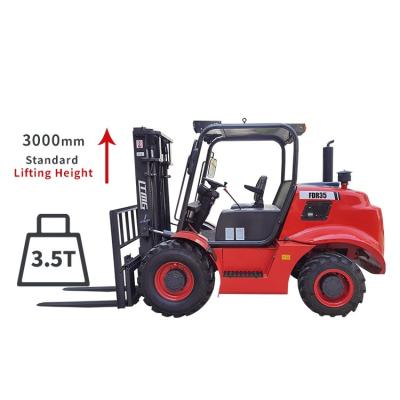 China Building Material Shops all terrain off road forklift carretilla elevadora todoterreno small 2wd 4wd 3 ton 3.5 ton 4 ton rough terrain forklift for sale