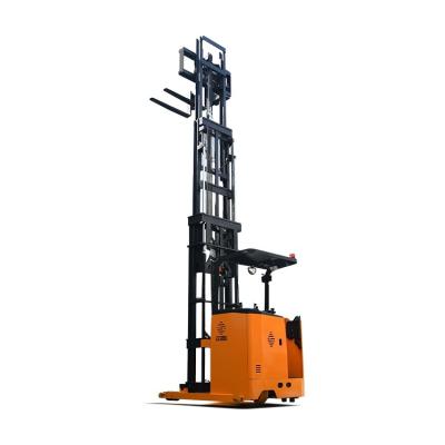 China Hotels warehouse 3 way stacker forklift 1 ton 1.5 ton seated stand on electric reach forklift with 3m 4m 5m 6m 7m 10m height for sale