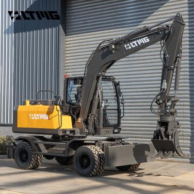 China Farms LTMG Brand New excavator machine 7 ton 8 ton 8.5 ton wheel excavator with wood clamp for sale