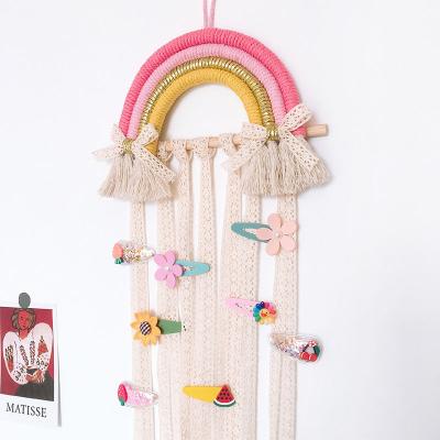 China Art Decor Rain Bow Hairpin Hair Clip Storage Racks Hangings Home Decor For Kids Hair Accessories Decor Wall Hanging for sale