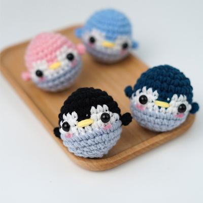 China DIY Handmade Chubby Paper Penguin Anti-pilling Hand Knitted Material Bag Doll Cute Knitting Key Chain for sale