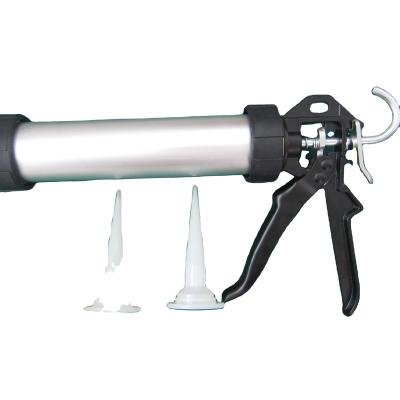 China Professional Aluminum Alloy+plastic Silicone Gun 600ml Caulking Gun For JUHUAN Sealant Glue Gun 9 Inch Build Building Rod 600ml Soft 1:1 for sale