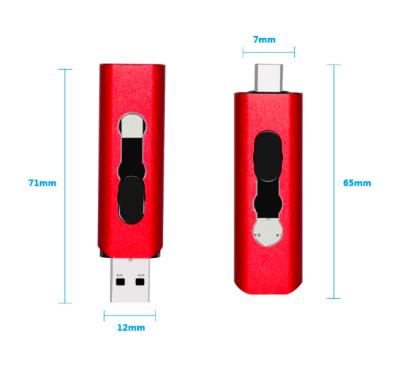 China High Speed ​​Metal USB 3.0 USB Flash Drive Custom Logo OTG Pendrive 128GB 512GB Type-C 2 IN 1 USB 3.0 Memory Stick Flash Drive for sale