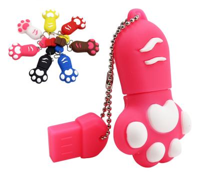 China PVC USB 2.0 Pendrive Silicone Customized Flash Drive 4GB 8GB 16GB Cat Paw Shape for sale