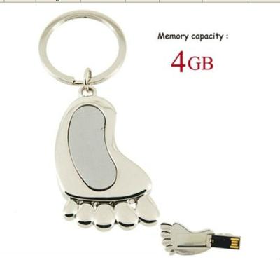 China Flash Wristband 4G Footprint USB Drive , Feet Form Memory Stick , Foot U-Disk Silver for sale