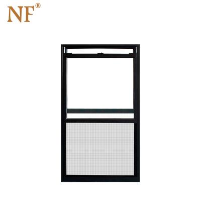 China Folding Aluminum Single Hung Brown Screen Windows With Grilles for sale