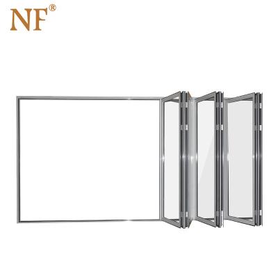 China Modern Aluminum Prefab Bi Folding Sliding Glass Doors Potable Folding for sale