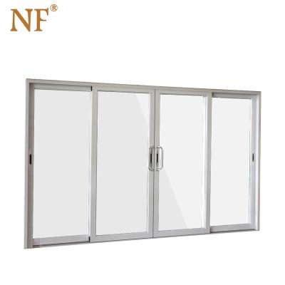 China Windproof Slim Soundproof Aluminum Glass Sliding Door 4 Panels Sound Insulation Patio With Tinted Glass for sale