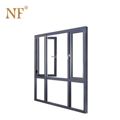 China Double screen magnetic lowe aluminum glazed windows price for sale