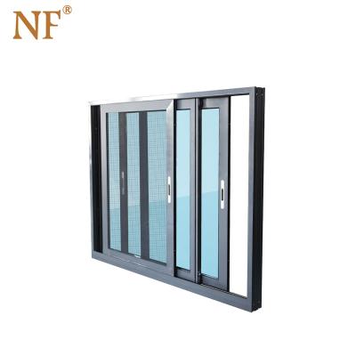 China Magnetic Screen Aluminum Frame Sliding Glass Window for sale