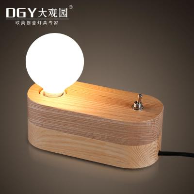 China Vintage E27 modern home mini living room bar cut out wood base ball decorative reading glass wholesale table lamp for sale