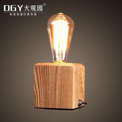 China Vintage eye protection portable desk creative residential fancy hotel mini reading electric iron desk wooden table lamp for sale