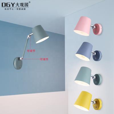 China European Home Bedroom Restaurant Hotel Long Arm Led Wall Light Nordic Style Macaron Kids Wall Lamp for sale