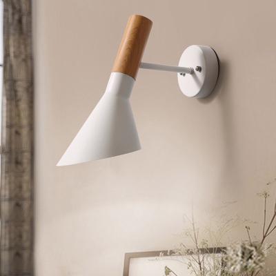 China Modern Nordic Style Hotel Corridor Radio Led Wooden Swing Arm Wall Lamp for sale