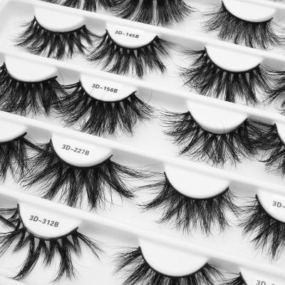 China Private Hand Made Good Quality 0.07MM Cotton Thick Black Rod 3d Eyelashes 25mm Mink Eyelashes Hot Selling Wholesale for sale