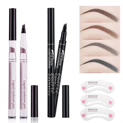 China Brand New Waterproof Head Waterproof Brand New Waterproof Fine Sketch Pen 4 Pen 4 Head Waterproof Eyebrow Tip Fork Pencil Fork Eyebrow Enhancer Eyebrow Enhancer Liquid Tint Pen for sale