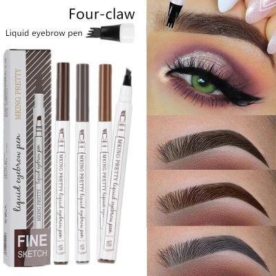 China Waterproof Natural Black Gray Eyebrow Pen Four-claw Eyebrow Tint Makeup Three Colors Eyebrow Pencil Brown Gray Cosmetics for sale