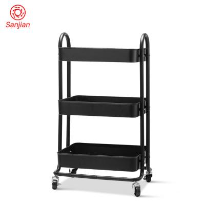 China No Rolling Serving Tiers Home Storage Kitchen Universal Steel Multiple Metal Bathroom Trolley Cart for sale