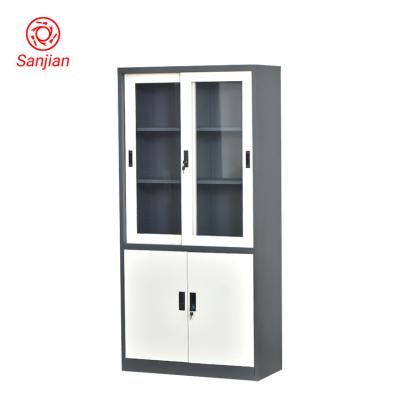 China (Others) Customized white color glass and metal 2-part adjustable doors 2 part with clapboard with fireproof keys storage filing cabinet for sale