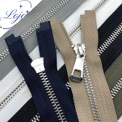 China Auto Lock Hot Sale Wholesales Gold Sliver Color Teeth 5# Metal Open Zipper End For Bag Backpack for sale