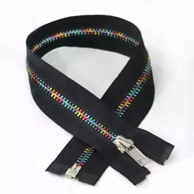 China Other Rainbow Colored Single / Double Y Teeth Metal Clad Big Zippers for sale