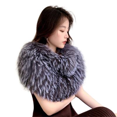 China Fashionable fox fur shawl knit shawl fashionable ladies fox fur stole women elastic fox fur shrug capes for sale