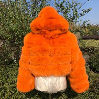 China 2021 Fox Fur Coat Women's Collection Fashion Anti-wrinkle Winter New Design Fur Hood Coat Real Fur Jacket for sale