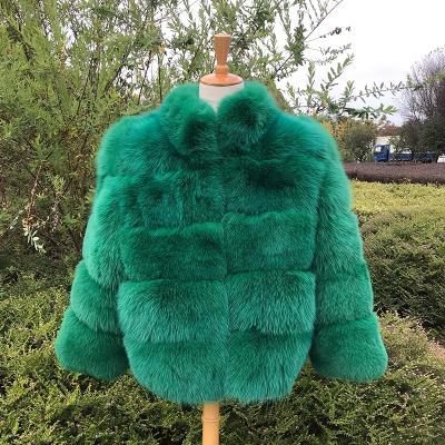 China Luxury High Quality Women's Anti-Wrinkle Real Fox Coat Ladies Genuine Natural Fox Fur Jackets Black for sale