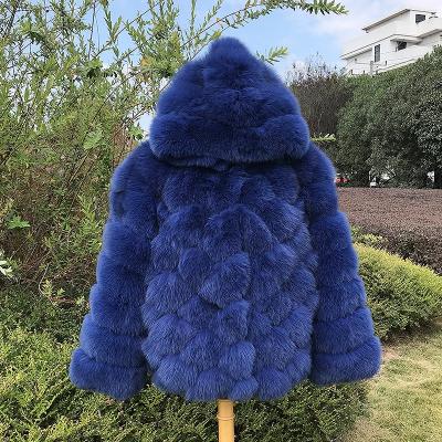 China Anti-Wrinkle Coat Coat Fur Over Size Women's Fox Fur Coat Hood Ripple Style Real Fox Fur Skin Jacket for sale