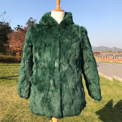 China wholesale Anti-wrinkle winter fur jacket women fashion new real rabbit fur coat with hood fur jacket women for sale