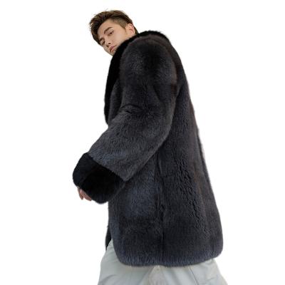 China Anti-Wrinkle Men's Real Fox Fur Coat Luxury Men's Real Fox Fur Coat Longer Oversized Plus Size Fox Fur Jacket for sale