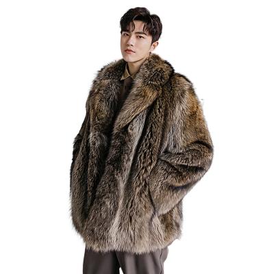 China Anti-wrinkle winter men's fashionable raccoon fur coat men's oversized raccoon fur jackets for sale