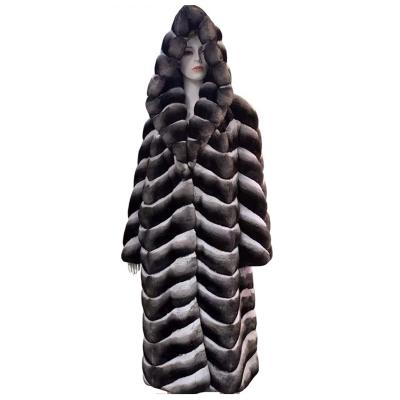 China Luxury Real Chinchilla Fur Coats Women Anti-Wrinkle Real Chinchilla Oversized Coat Long for sale