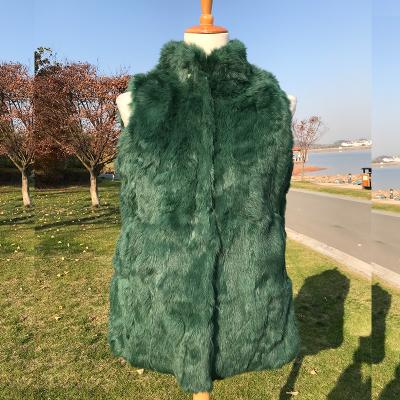 China 75cm Winter Fur Vest Women's Long Sustainable Fur Vest Plus Size Ladies Real Rabbit Fur Long Vest Waistcoat for sale