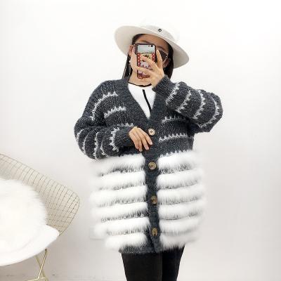 China Winter Jacket Woman Breathable Korean Cashmere Wool Plus Size Sweater With Real Fox Fur Trim Fashion Winter Clothes Smudge Fur Coats For Lady for sale