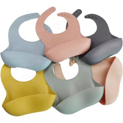 China Food Grade Baby BPA Free Sample Waterproof Silicone Baby Bib Set Colorful Silicone Baby Bib for sale