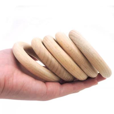 China Toy Wholesales High Quality Beech Soft Wooden Circle Ring Baby Teething Ring Unfinished Smooth For DIY for sale