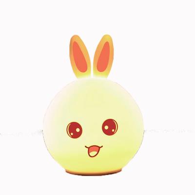 China Minimalist RGB Color Changing Soft Lamp Bunny Rabbit Silicone Night Light Silicone Cartoon Baby Nursery Lamp for sale