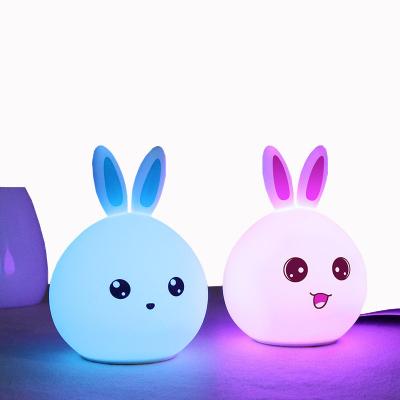 China Silicone Baby Night Light Lead By Silicone Lamp Rabbit 7 Colors Kids Night Light Minimalist Cute Remote Romantic for sale