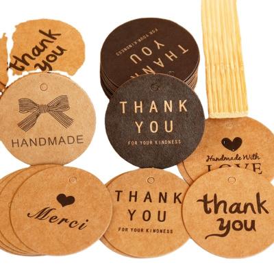 China 100PCS Viable Thank You Tags Wrapping Paper Hang Tags with Jute Twine for Baby Shower for sale