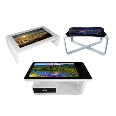 China Indoor Customize Interactive Touch Screen Coffee Table Multi Table Glass Waterproof All In One Restaurant Smart LCD Touch Table for sale