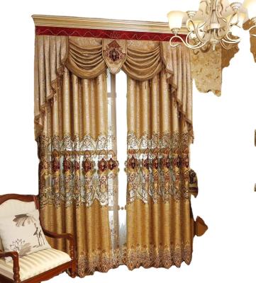 China Blackout ready to ship luxury fabric curtain chenille style embroidery living room European curtains for sale