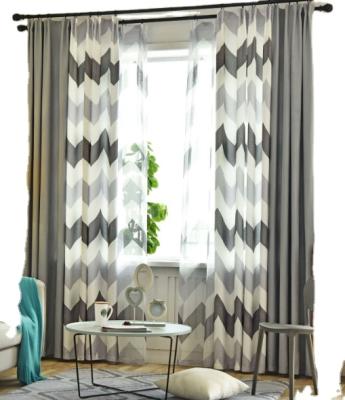 China High quality and popular modern printed design wave curtain blackout factories print blackout curtain for hotel living room for sale