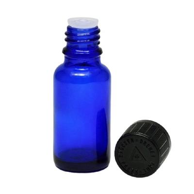 China 20ml cobalt blue cosmetic glass bottles with droppers for sale